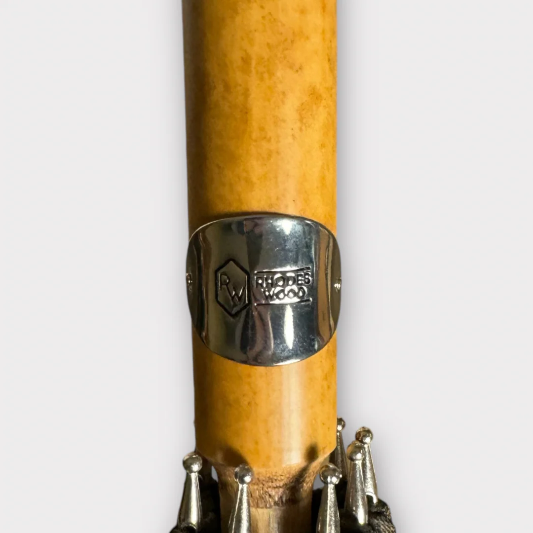 Grey Checked umbrella with malacca handle - Image 3